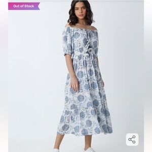 Bombay Paisley Blue‎ Floral Tiered Midi Dress Size Medium